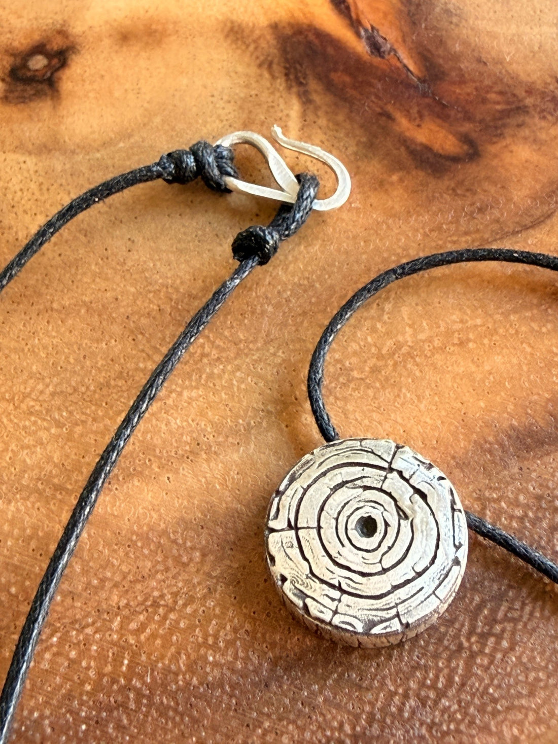 This Moment Tree Slice Necklace (The Interbeing) - Chocolate and Steel