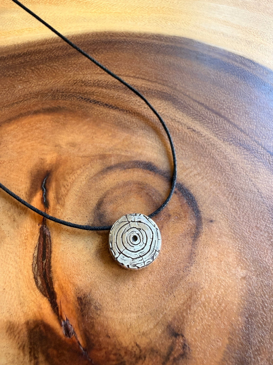 This Moment Tree Slice Necklace (The Interbeing) - Chocolate and Steel