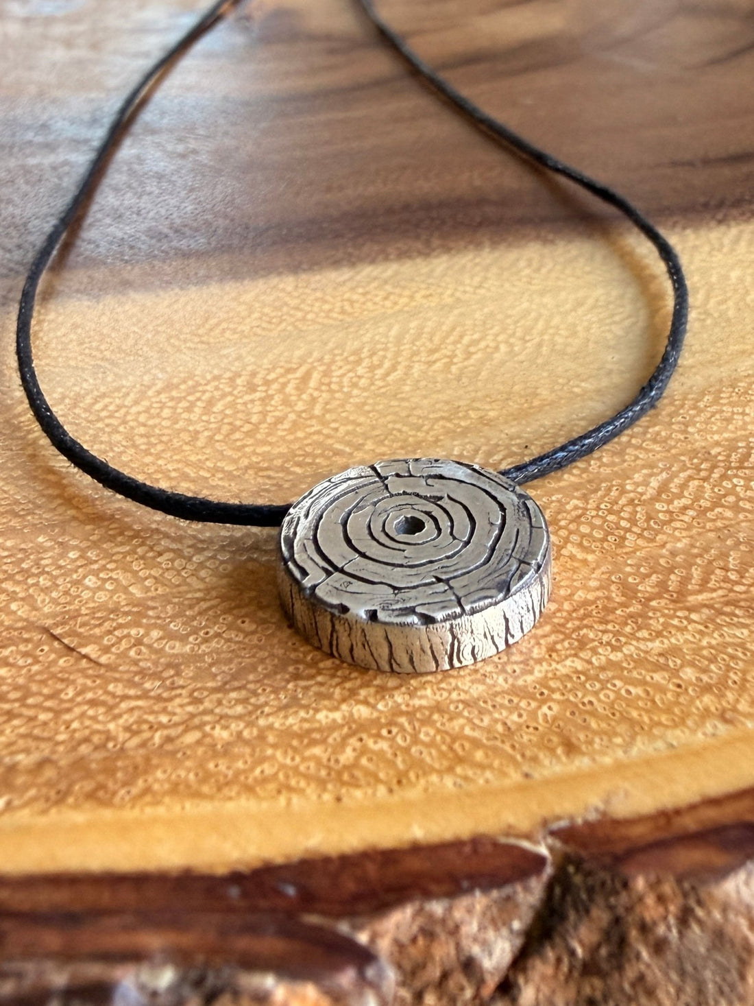 This Moment Tree Slice Necklace (The Interbeing) - Chocolate and Steel