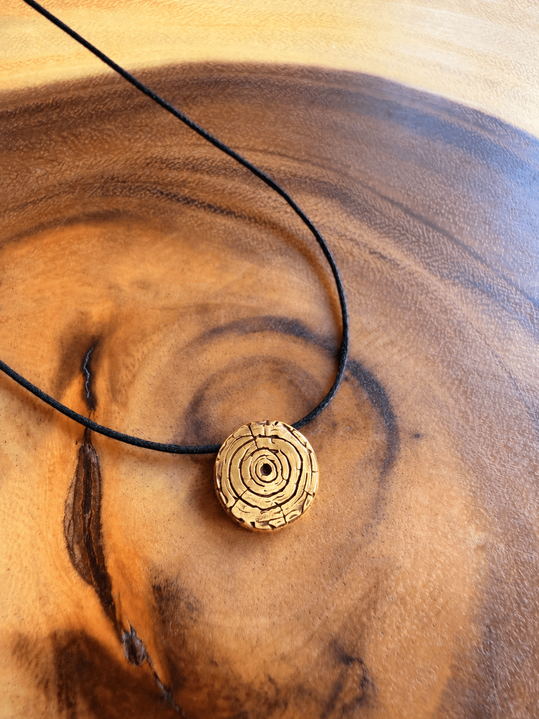 This Moment Tree Slice Necklace (The Interbeing) - Chocolate and Steel
