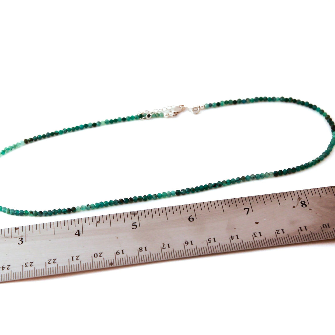 Tiny Pebbles Green Emerald Necklace - Chocolate and Steel