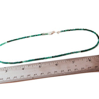Tiny Pebbles Green Emerald Necklace - Chocolate and Steel