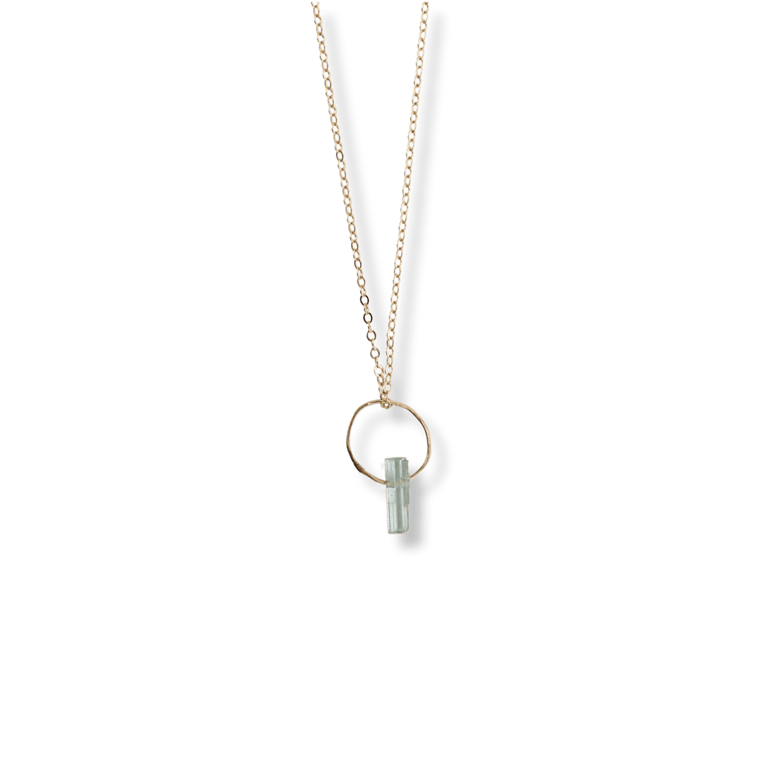 Tourmaline Gemstone Point Necklace - Chocolate and Steel