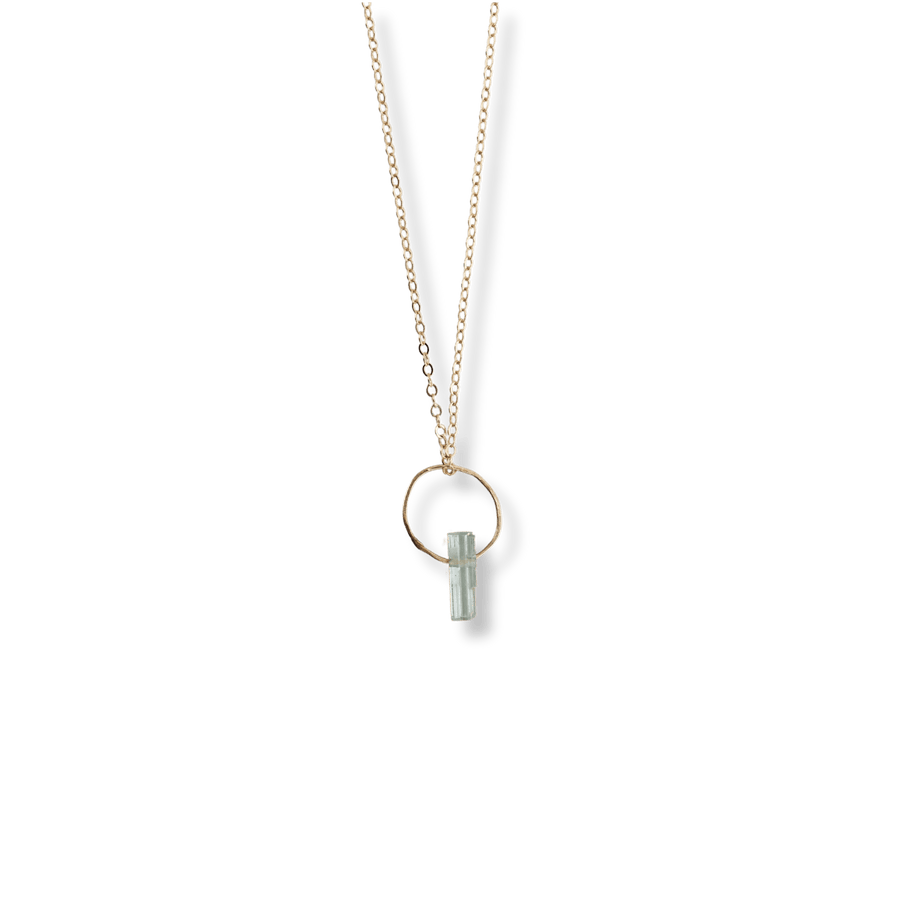 Tourmaline Gemstone Point Necklace - Chocolate and Steel