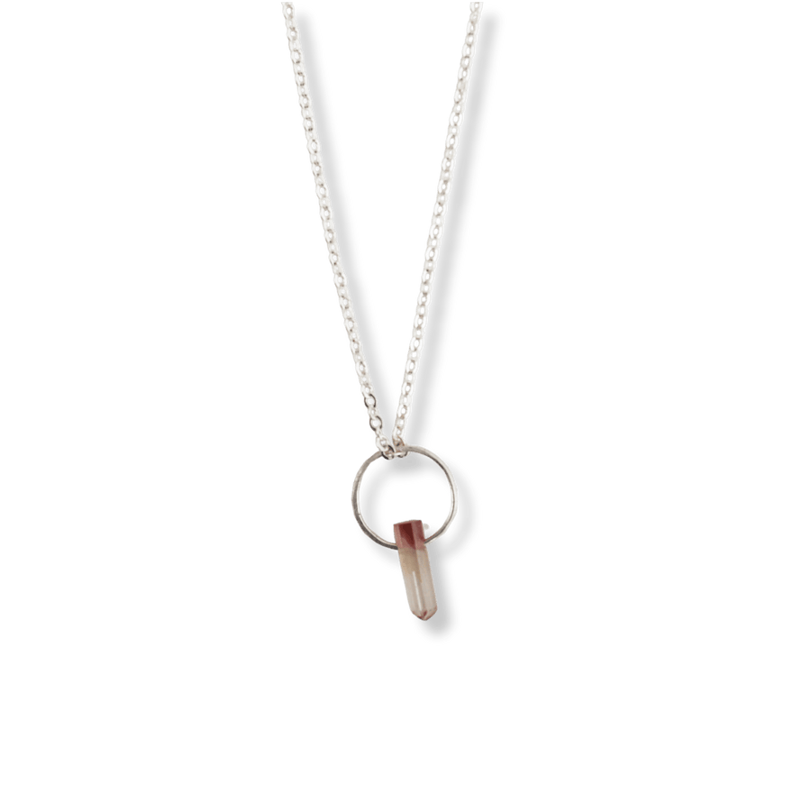 Tourmaline Gemstone Point Necklace - Chocolate and Steel