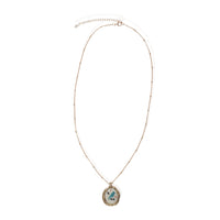 Vintage Zuni Turquoise Inlay Pendant Necklace - Chocolate and Steel