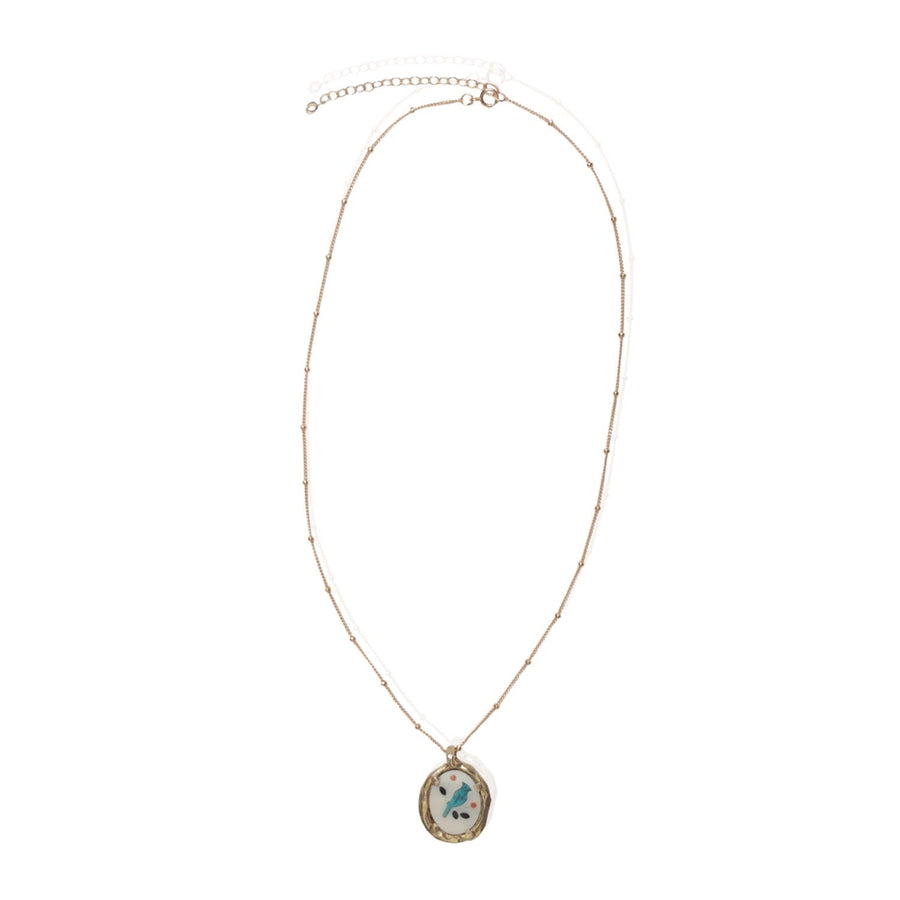 Vintage Zuni Turquoise Inlay Pendant Necklace - Chocolate and Steel