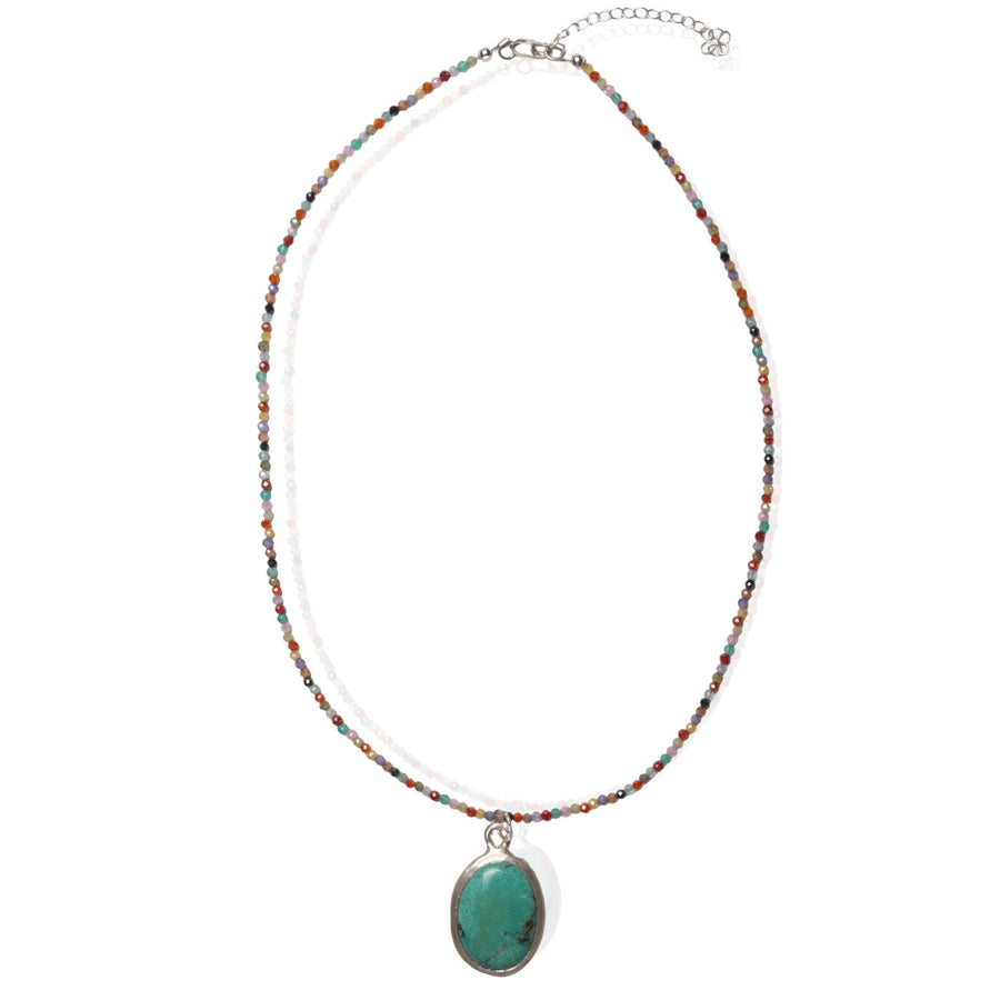 Voice of the Earth Chrysocolla Necklace - Chocolate and Steel