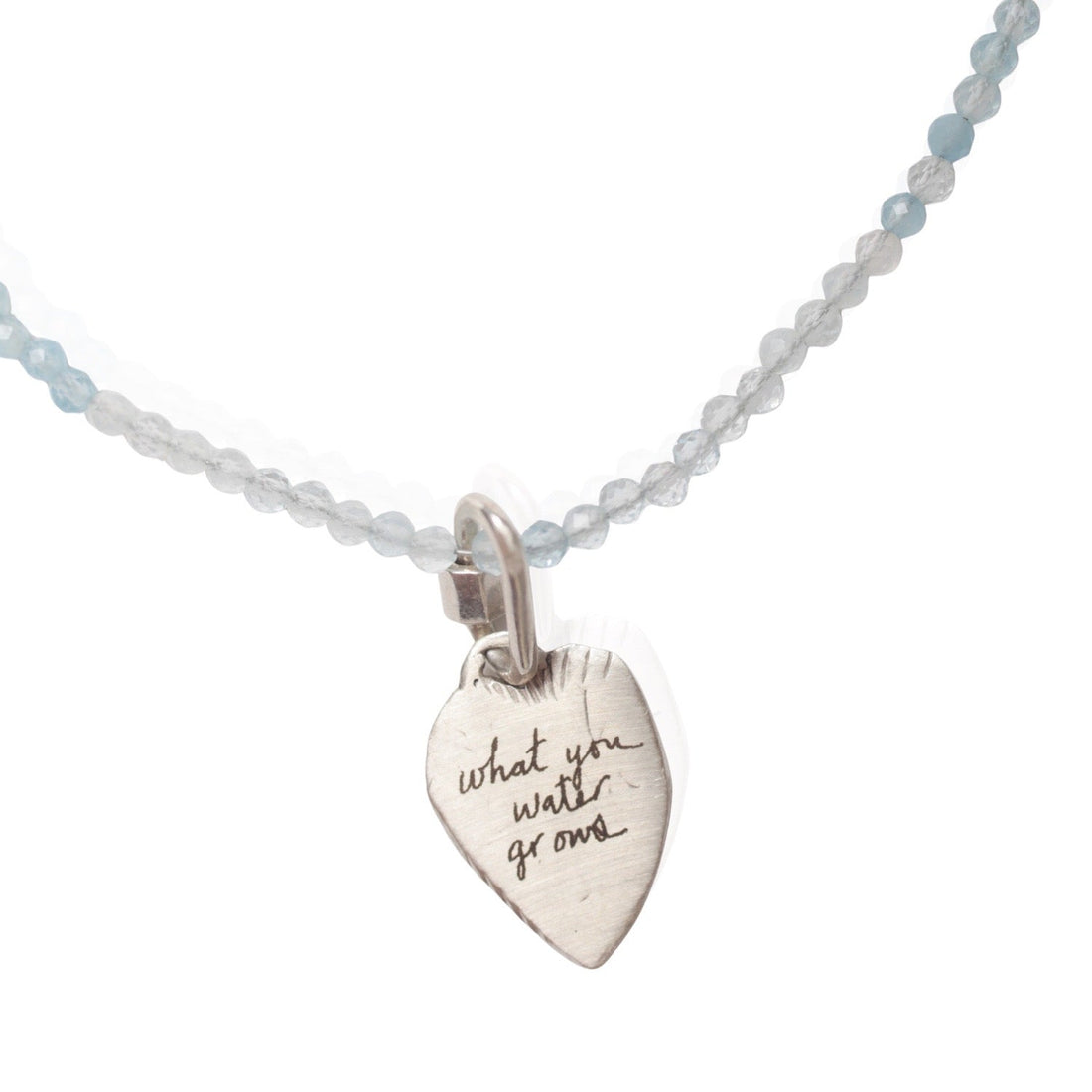 What You Water Grows – Carved Heart Necklace with Sunflower Charm - Chocolate and Steel