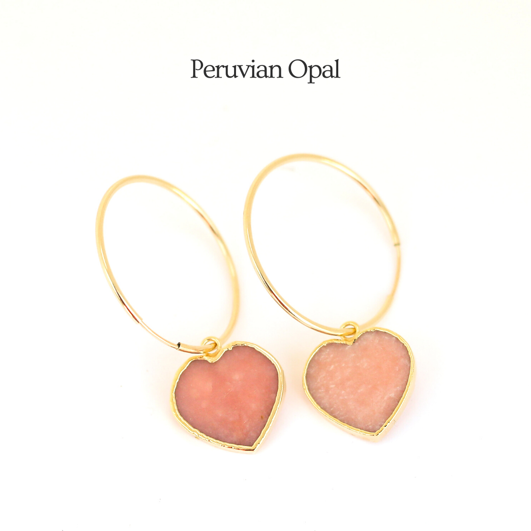 Isla Gemstone Heart Hoop Earrings - all birthstones
