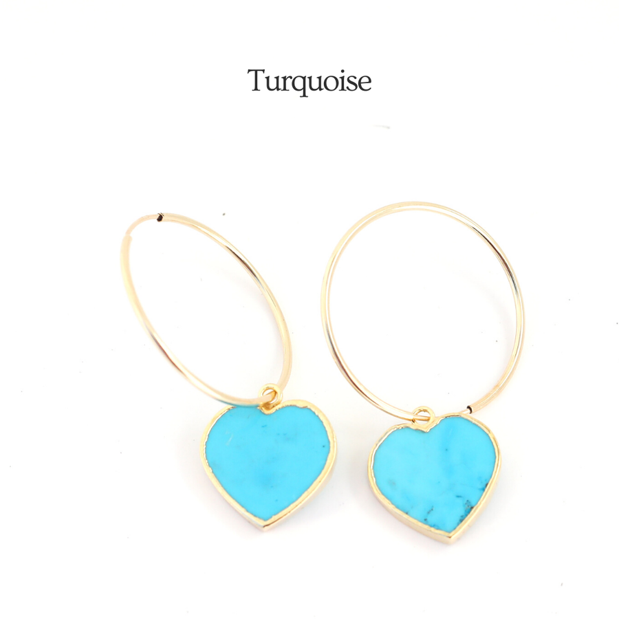 Isla Gemstone Heart Hoop Earrings - all birthstones