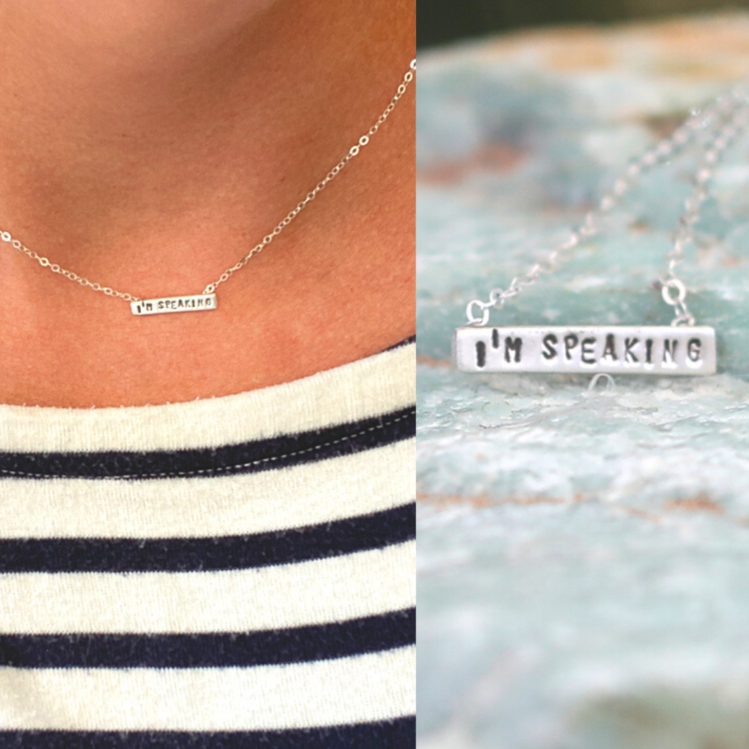 "I'm Speaking" Kamala Harris Tiny Mantra Choker Necklace