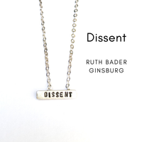 "Dissent" Ruth Bader Ginsburg Tiny Mantra Choker Necklaces
