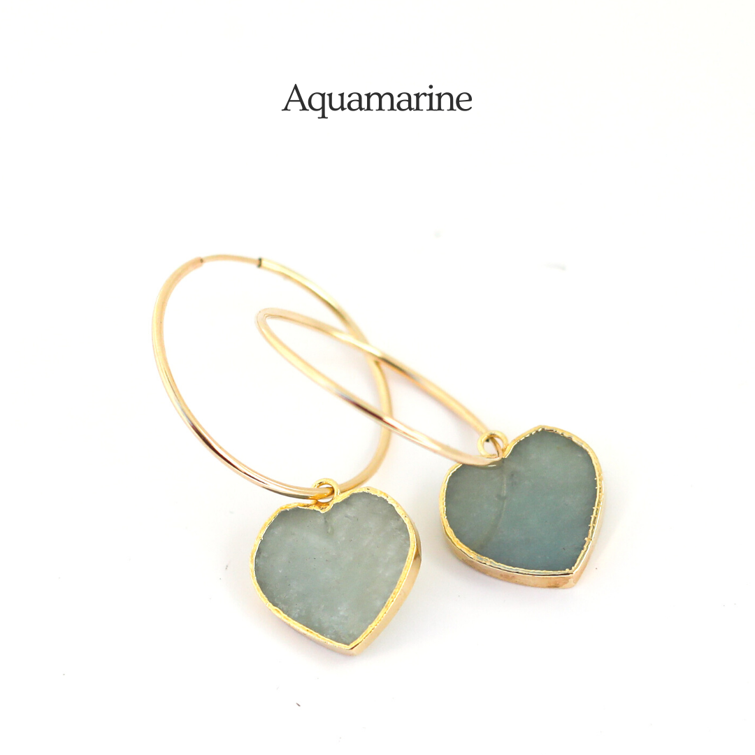 Isla Gemstone Heart Hoop Earrings - all birthstones