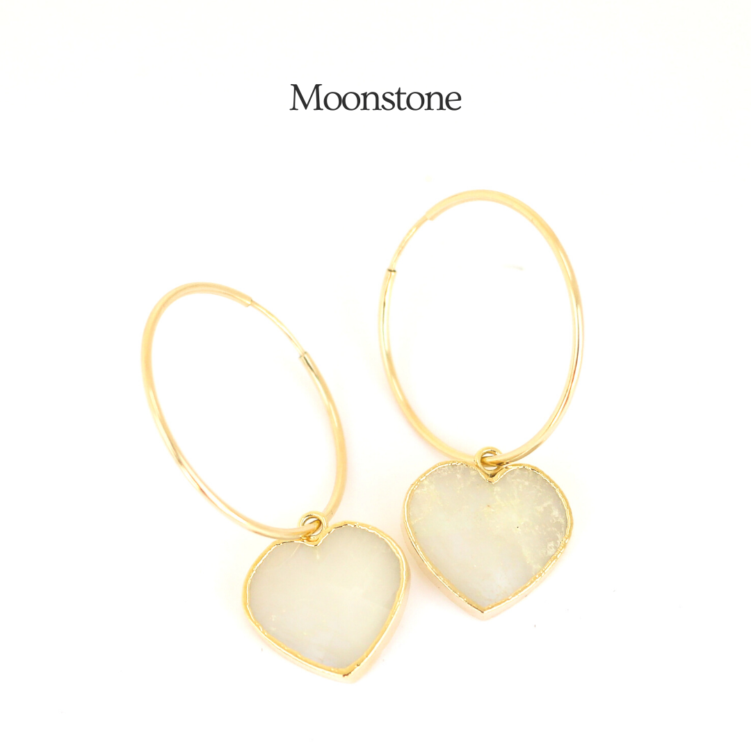 Isla Gemstone Heart Hoop Earrings - all birthstones