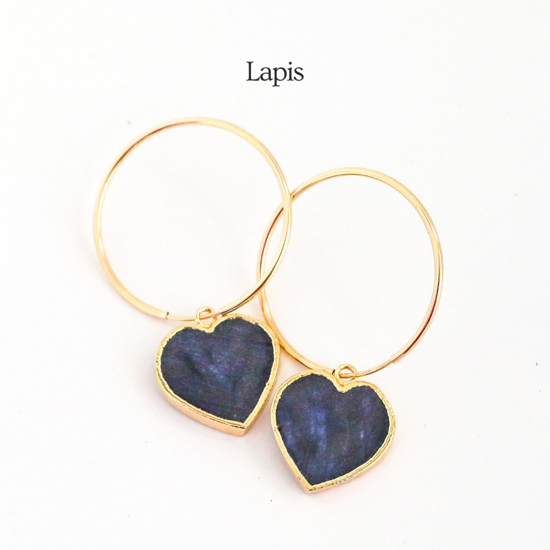 Isla Gemstone Heart Hoop Earrings - all birthstones