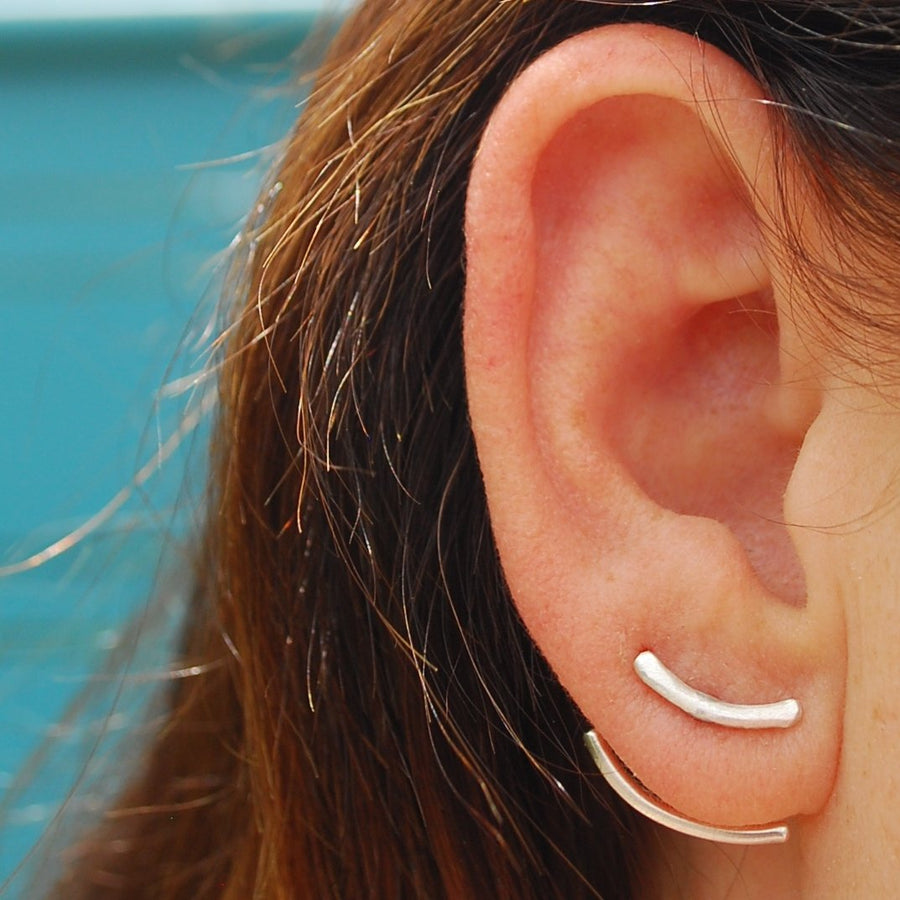 Sterling Silver Crescent Ear Huggers by Chocolate and Steel chocolateandsteel.com