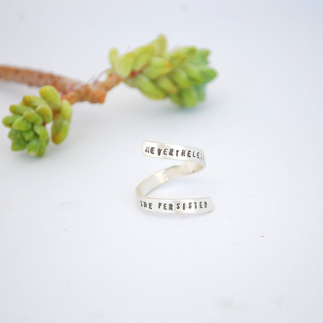 "Nevertheless She Persisted" Wrap Ring - Chocolate and Steel