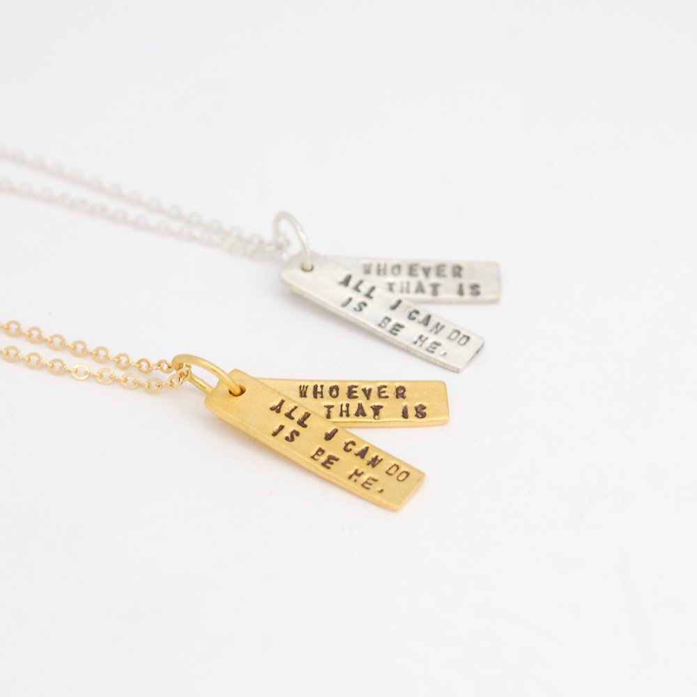 "All I can do is be me, Whoever that is." -Bob Dylan Quote Necklace - Chocolate and Steel