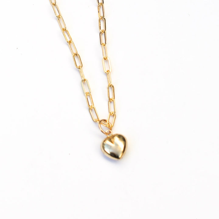 Annabelle Full Heart Necklace - Chocolate and Steel