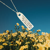 Arthur Ashe Luggage Tag Quote Necklace "Start where you are, Use what you have, Do what you can" - Chocolate and Steel
