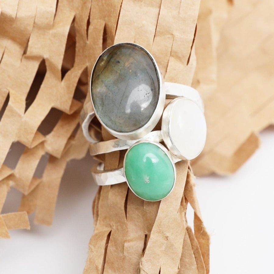 Ascendant Gemstone Stacking Ring - Chocolate and Steel