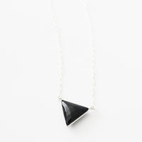 Athena Triangle Gemstone Necklace - Chocolate and Steel