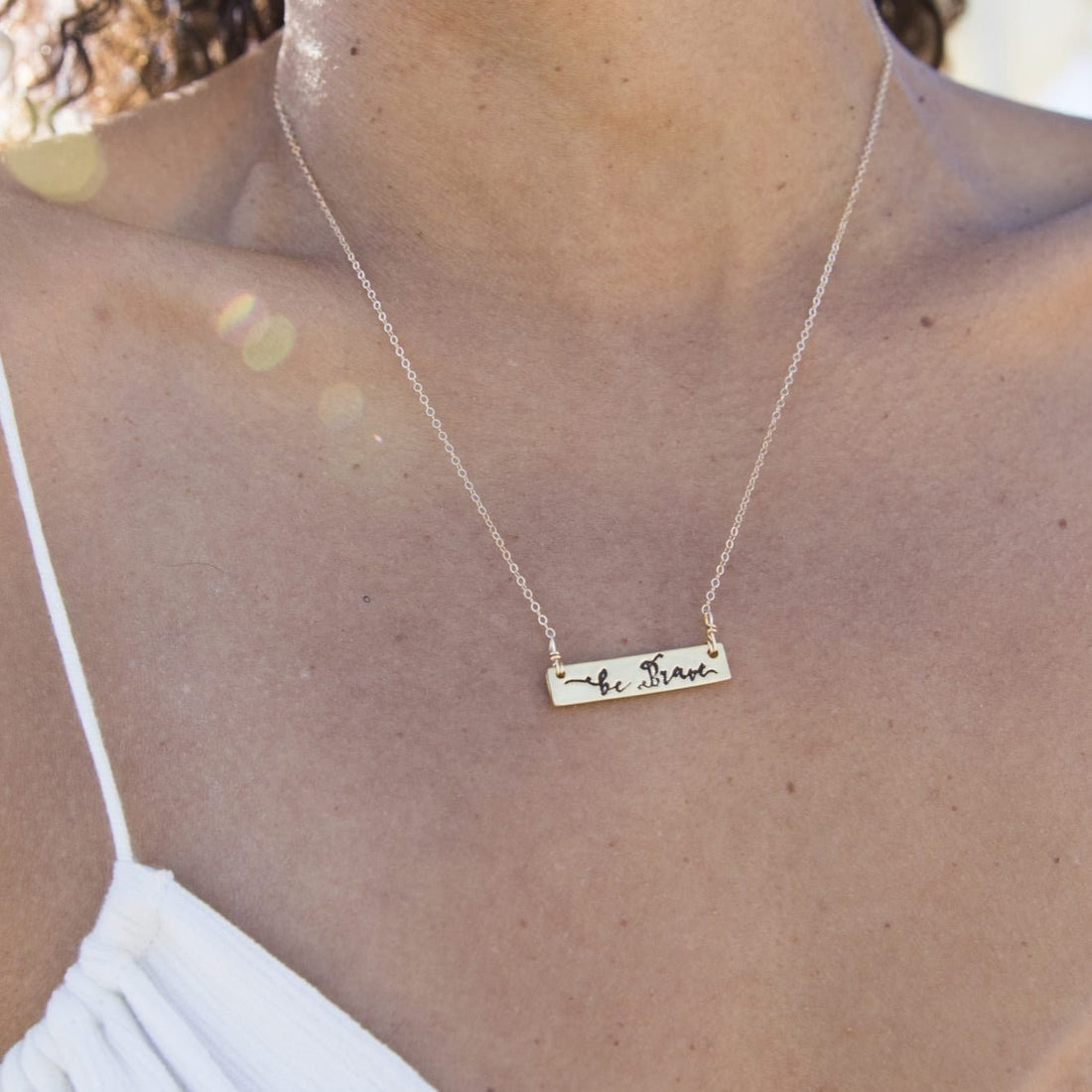 Be Brave / Arrow Reversible Mantra Necklace - Chocolate and Steel