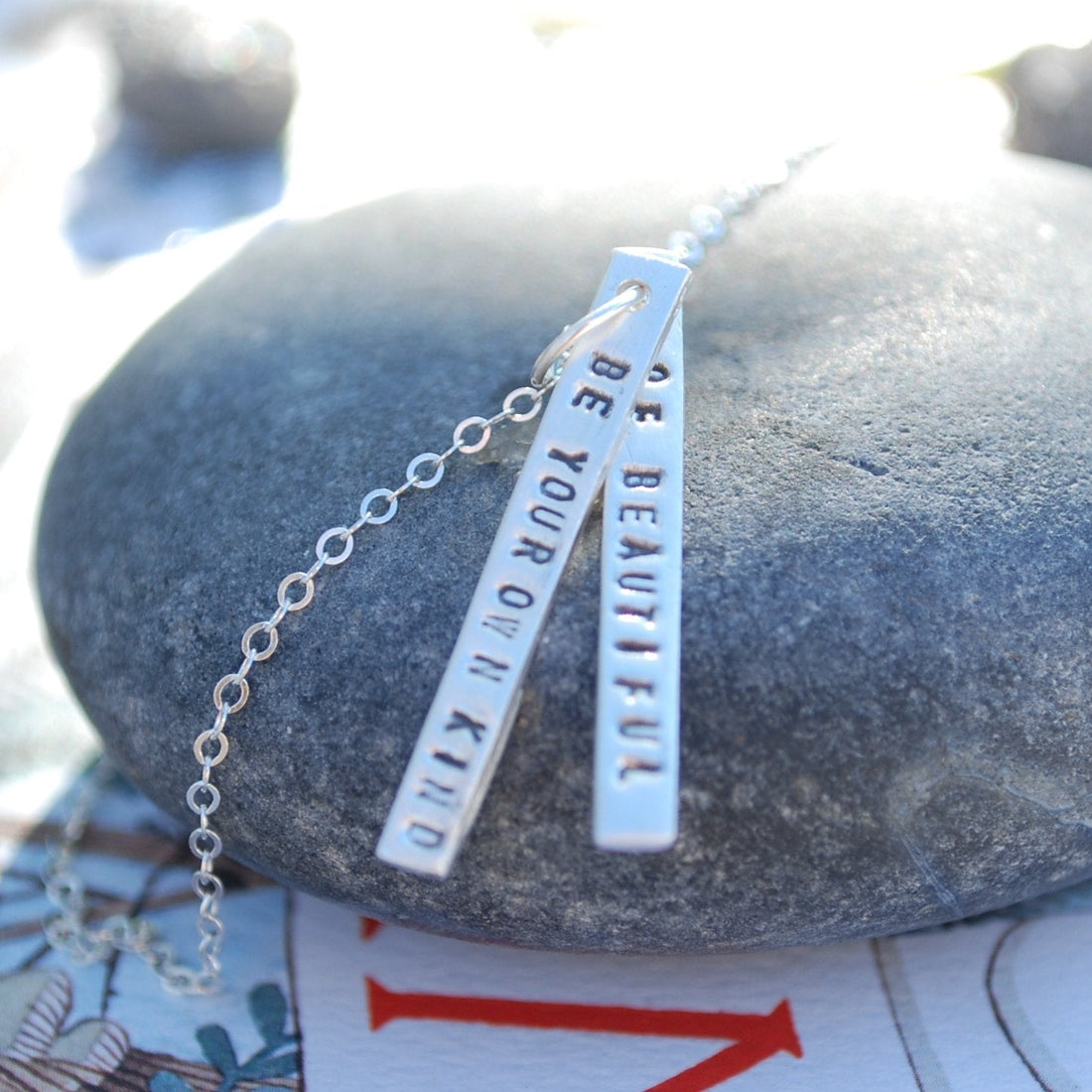 "Be Your Own Kind of Beautiful" Quote Necklace - Chocolate and Steel
