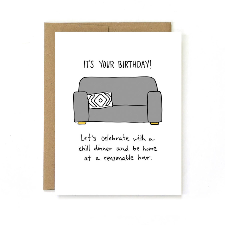 Birthday Card - Reasonable Hour - Chocolate and Steel