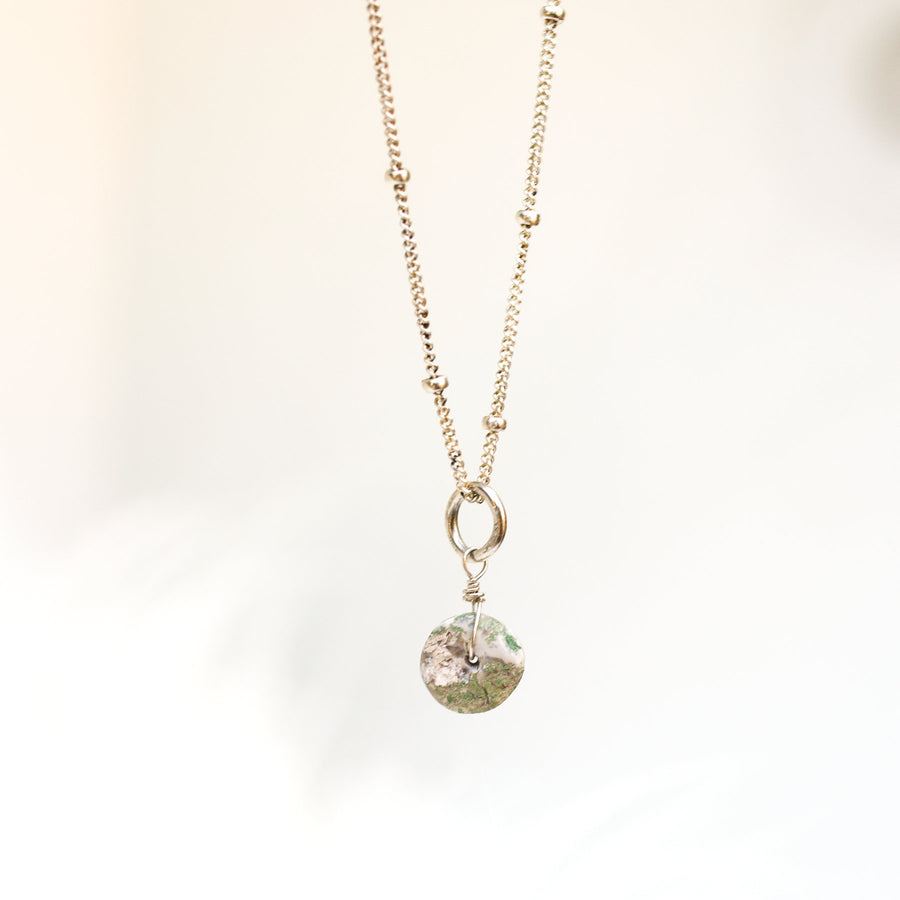 Boulder Opal Tiny Charm Necklace - Chocolate and Steel