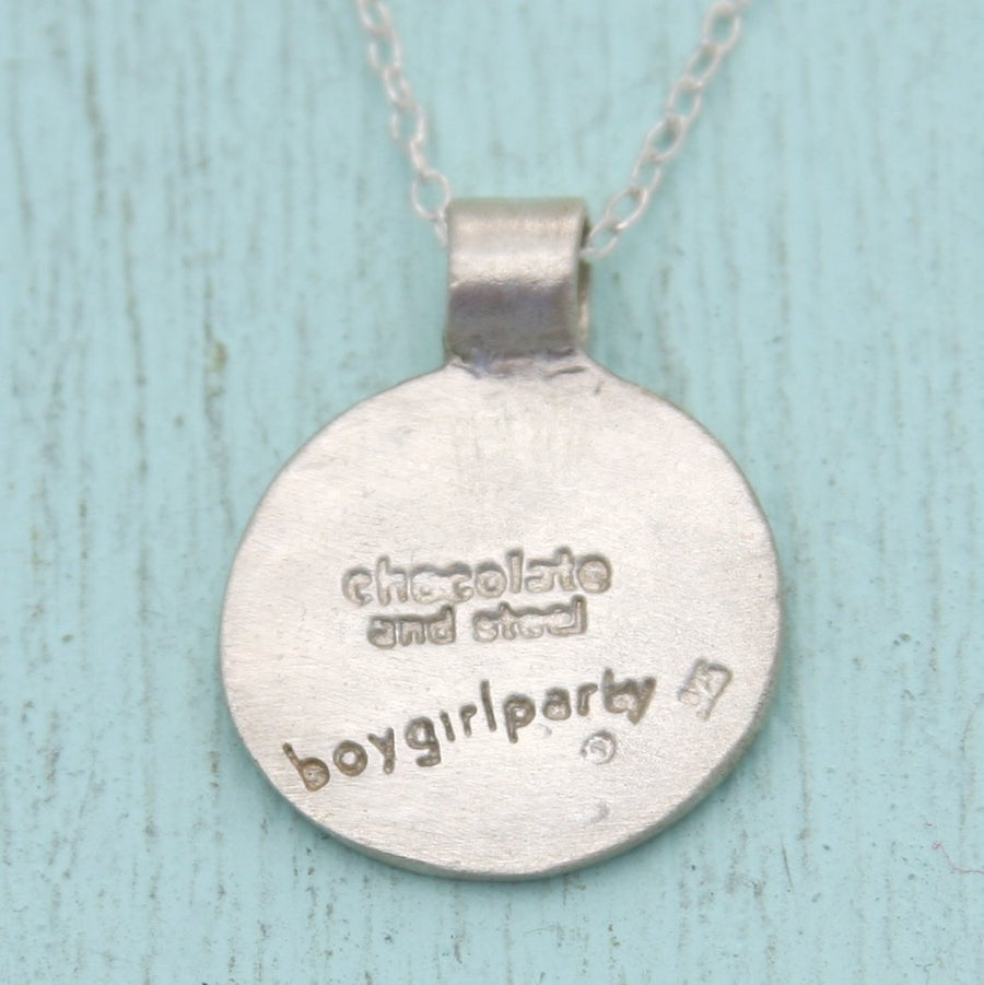 boygirlparty® medium fox necklace - Chocolate and Steel