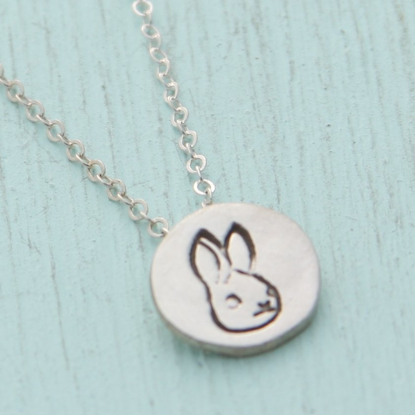 boygirlparty® Tiny Bunny Head necklace - Chocolate and Steel
