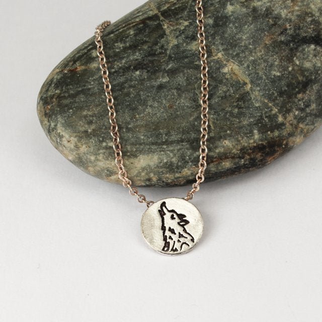 boygirlparty® Tiny Wolf necklace - Chocolate and Steel