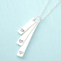 Cascading Bar hearts necklace - Chocolate and Steel