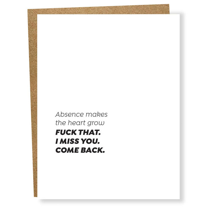 Come Back - Missing you Card - Chocolate and Steel