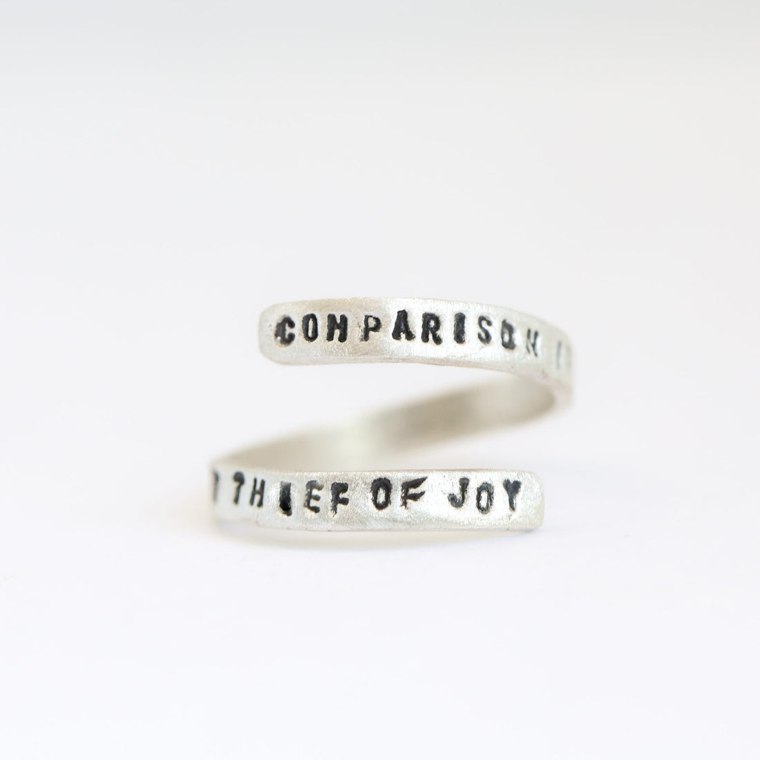 "Comparison is the Thief of Joy" -Theodore Roosevelt Quote Wrap Ring - Chocolate and Steel