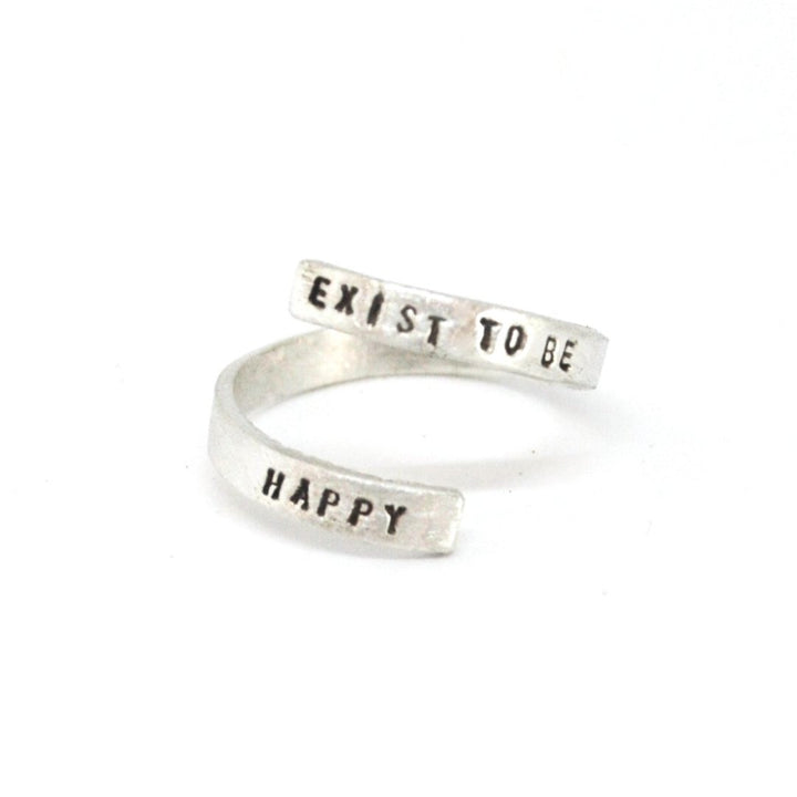 Custom Quote Wrap Ring- Personalized - Chocolate and Steel