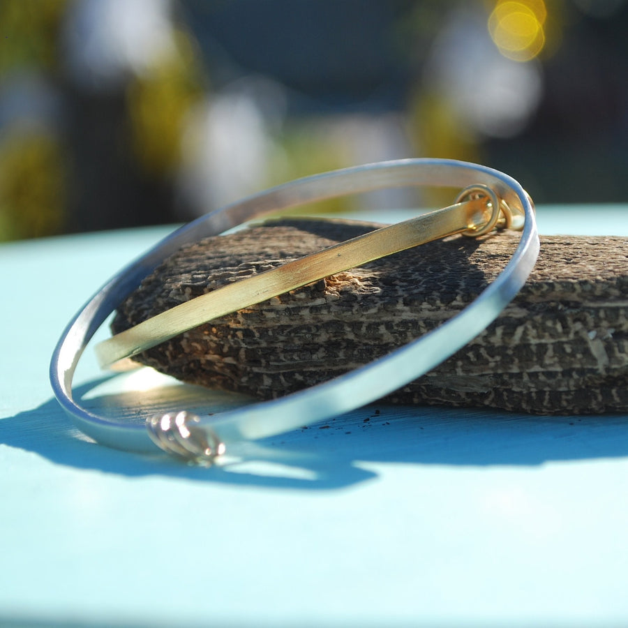 Customized bangle bracelet - personalized - Chocolate and Steel