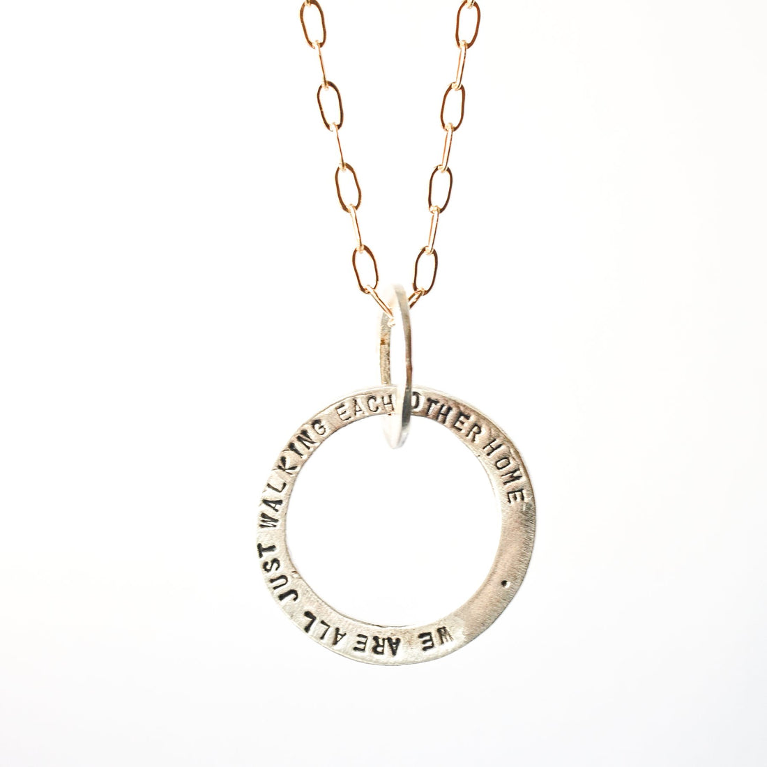 Customized Message Circle Necklace - Chocolate and Steel