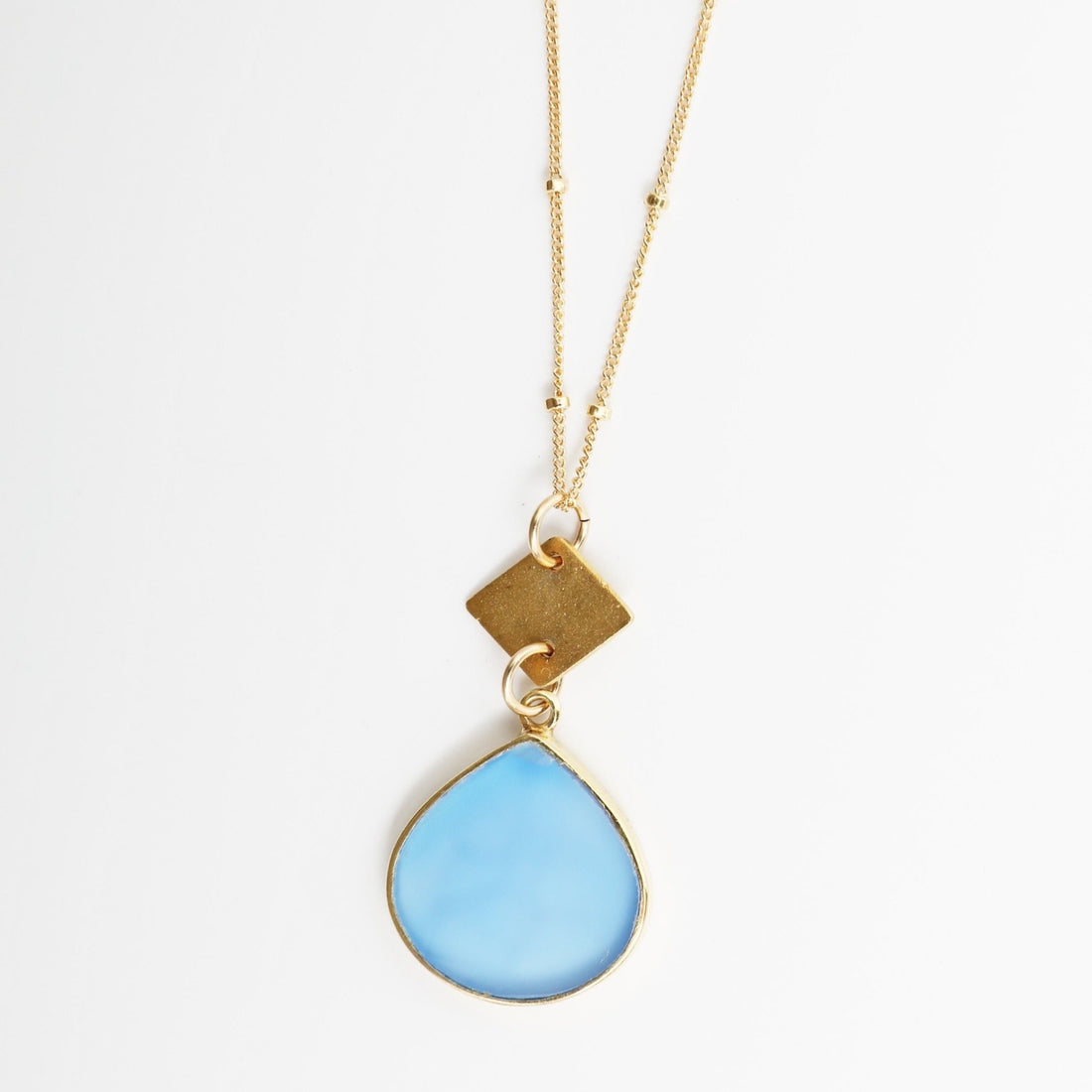 Eleos Diamond Necklace with Teardrop Stone - Chocolate and Steel