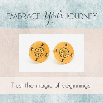Embrace Your Journey - Compass Studs - Chocolate and Steel