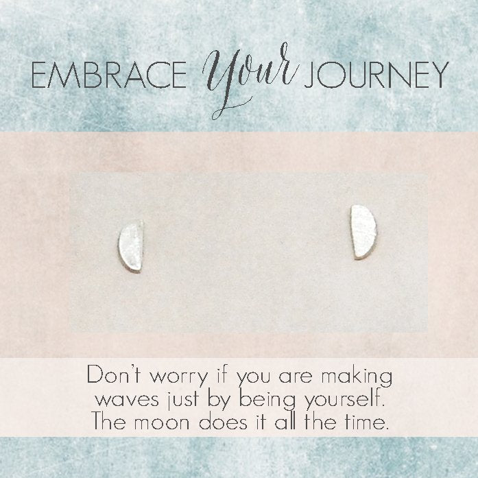 Embrace Your Journey - Half Moon Studs - Chocolate and Steel