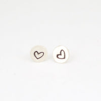 Embrace Your Journey - Tiny Love Stud Earrings - Chocolate and Steel