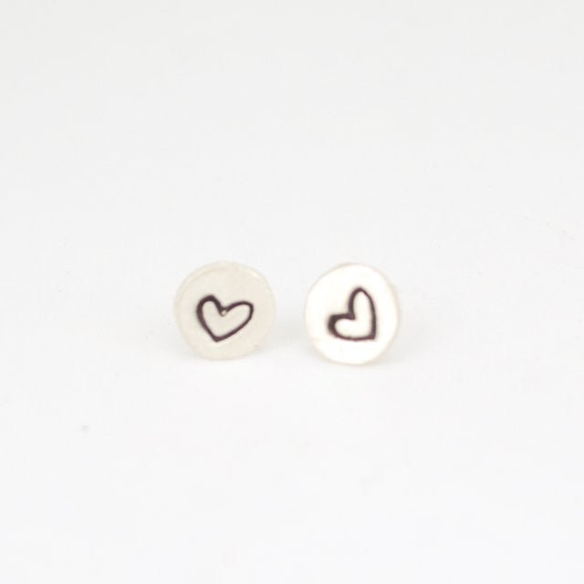 Embrace Your Journey - Tiny Love Stud Earrings - Chocolate and Steel