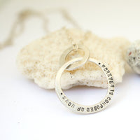 Emily Dickinson "Forever" Message Circle Necklace - Chocolate and Steel