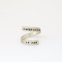 "Everything carries me to you" -Pablo Neruda Wrap Ring - Chocolate and Steel