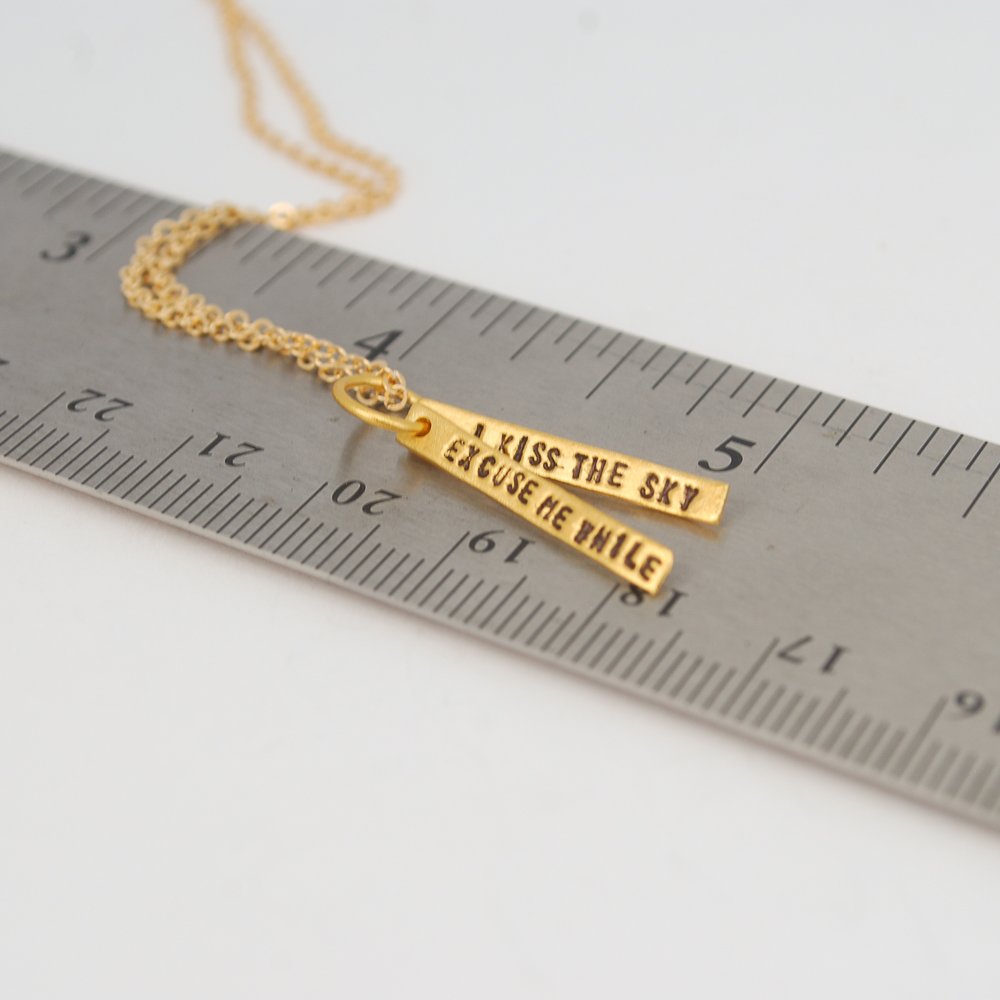 "Excuse me while I kiss the sky.” -Jimi Hendrix quote necklace - Chocolate and Steel
