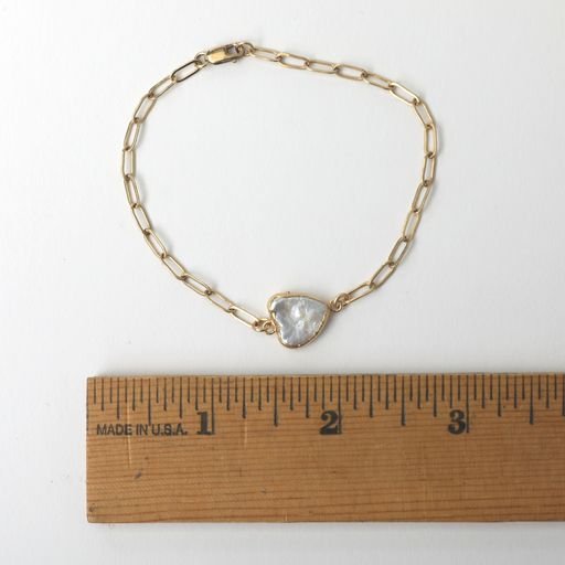 9ct Yellow Gold Heart Pearl 4 mm Children's Bracelet