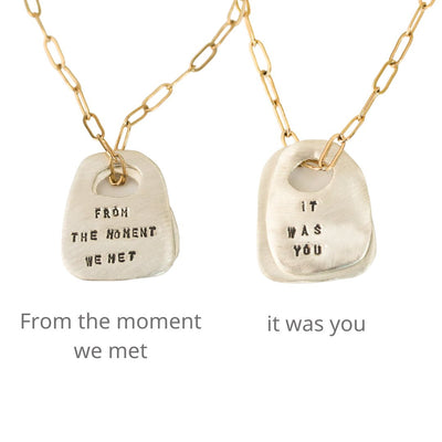 "From the moment we met, it was you" Rune Quote Necklace - Chocolate and Steel